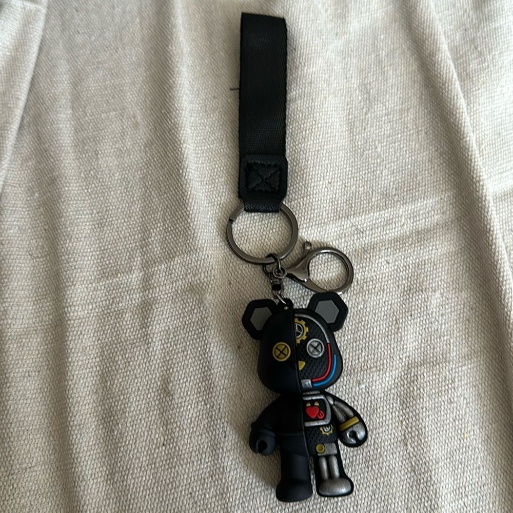 Black Standing Robot Bear Keychain Cute Toy Figure Bag Charm Gift